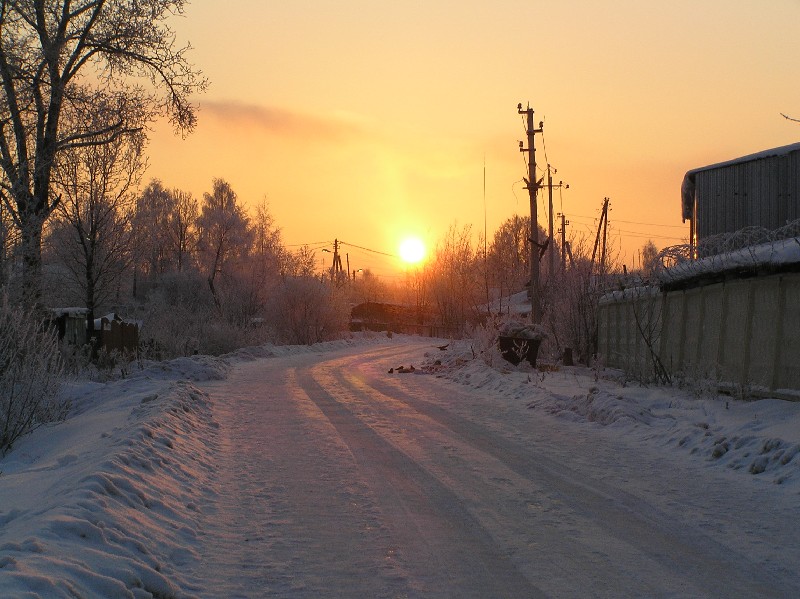 восход морозным утром